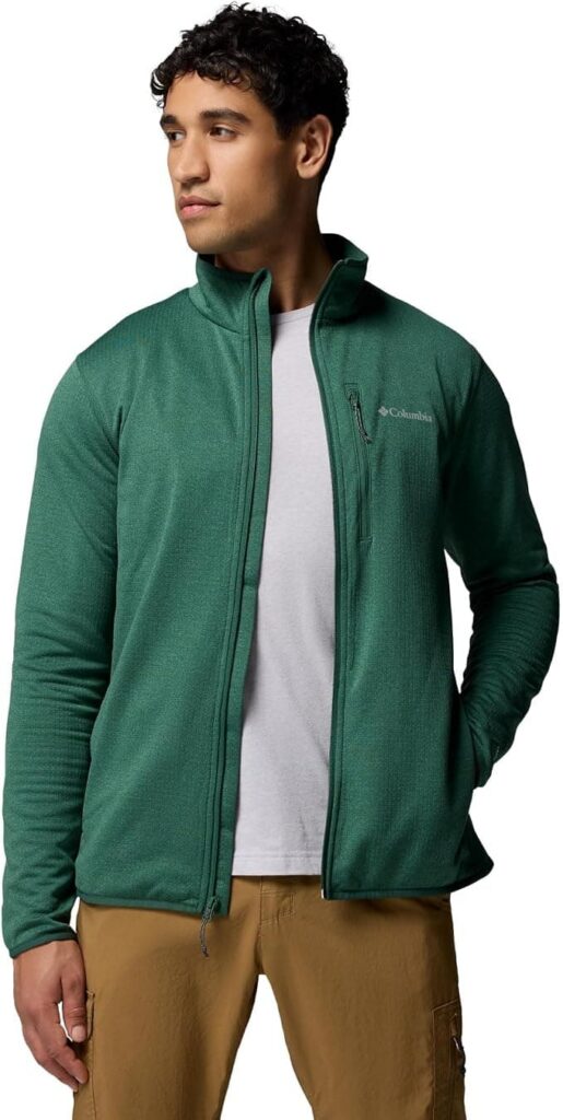 fleece midlayer for hiking - Columbia Essential Hike Grid Fleece Full Zip