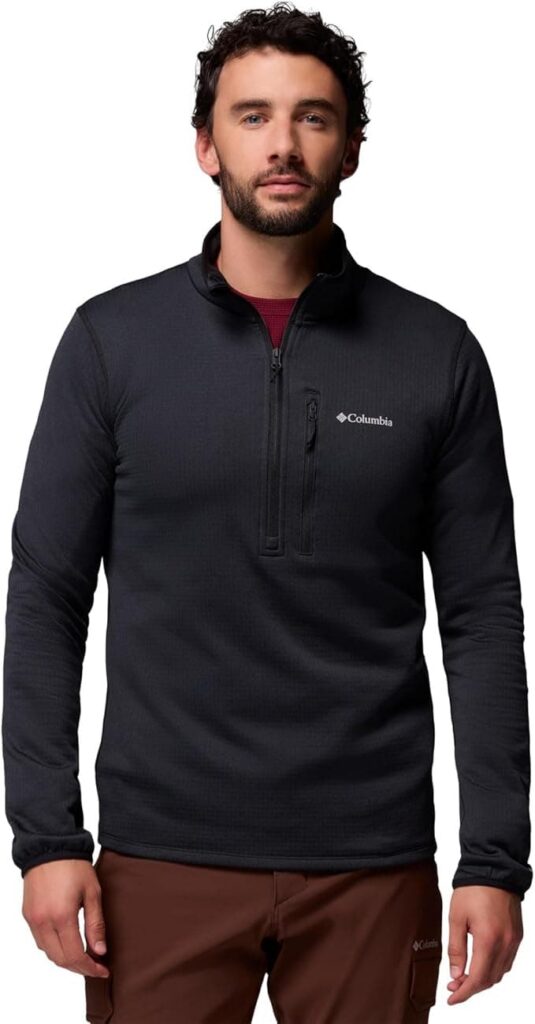 fleece midlayer for hiking - Columbia Essential Hike Grid Fleece Half Zip